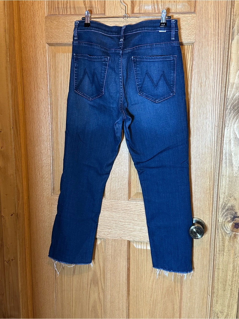 Mother The Insider Crop Step Fray Jeans Tongue And Chic Blue Size 30 - Picture 2 of 9